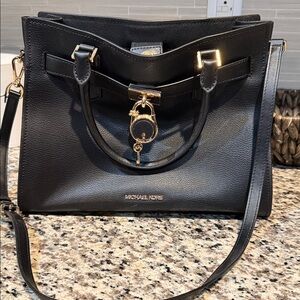 Michael Kors Black Satchel with Gold Accents